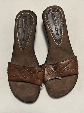 Montego Bay Club Brown Studded Leather Slide Sandals